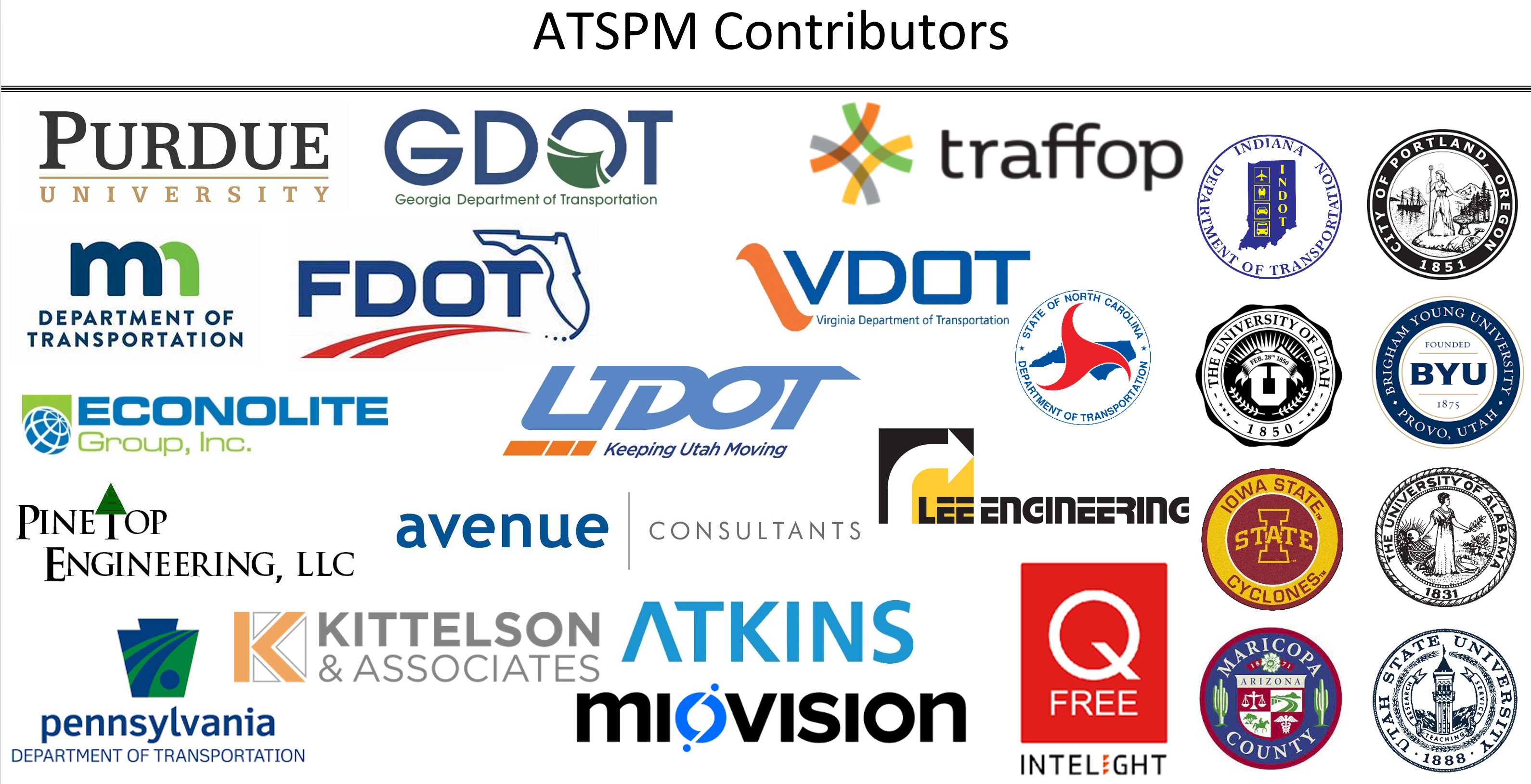 Logos of all those those who have contributed changes to the ATSPM system 